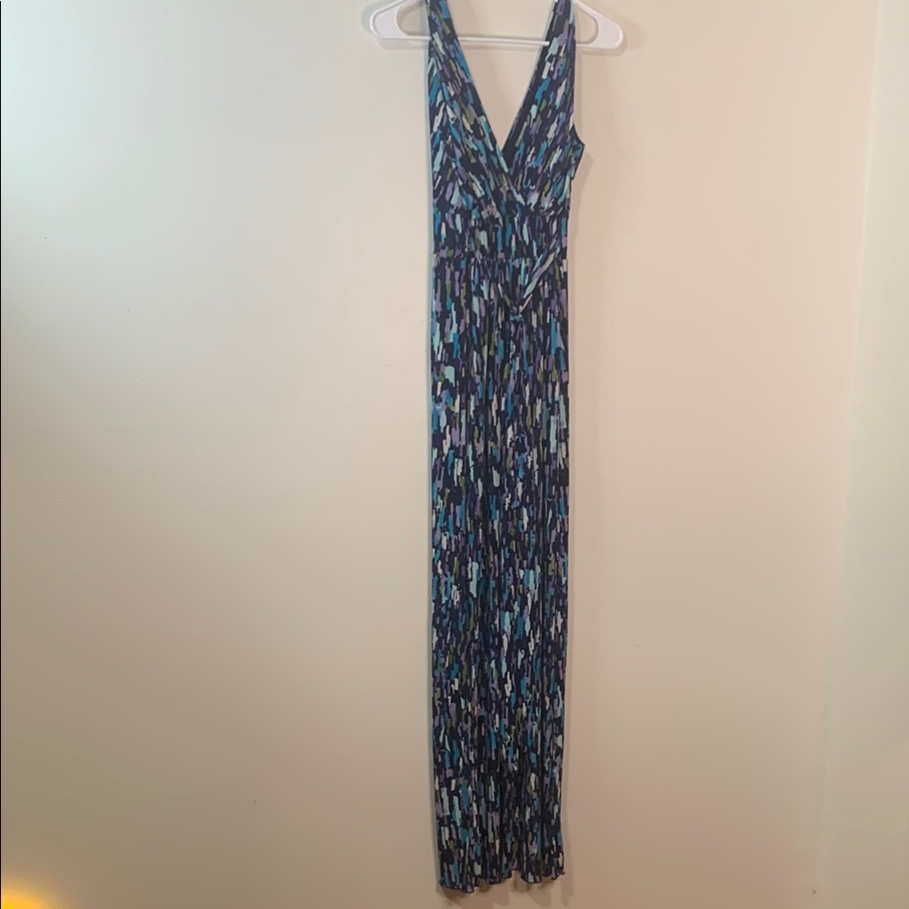 Lily Blue and Green Patterned Maxi Dress